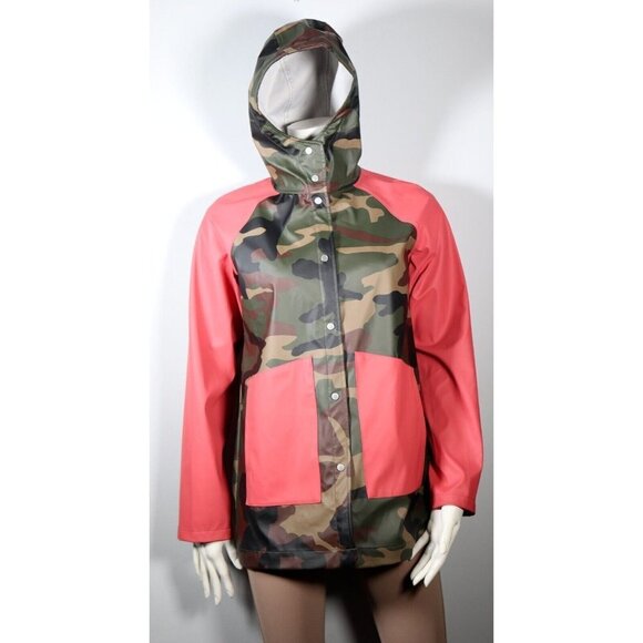 Herschel Supply Co. Women's Size Small Pink Green Classic Jacket Camo Rain Coat - Picture 3 of 8